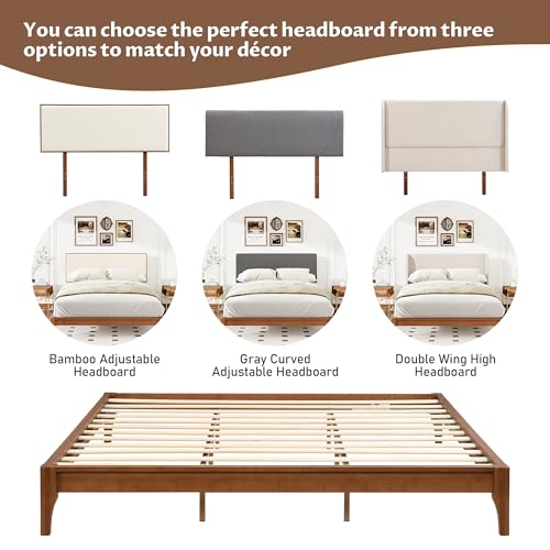 Modern Bamboo Japanese Joinery Queen Bed Frame, Tools Free, Brown, view 7