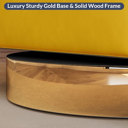 Swivel Barrel Accent Chair, Modern Upholstered Arm Comfy Velvet Curved Back Round Chair with Gold Base Wood Frame, 360 Degree for Living Room Bedroom Office,Yellow