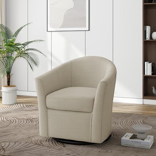 Mid-Century Modern Swivel Barrel Accent Chair, Brown, Set of 2
