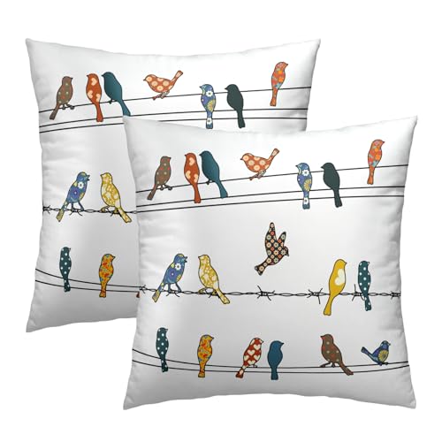 Rowley Birds Throw Pillow Covers 18x18 Set of 2 Colorful Boho Cute Farmhouse, view 2