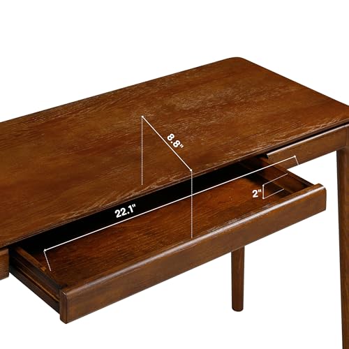 Mingle 47-Inch Console Table, Modern Solid Wood Entryway Table with Hidden Drawer, Waterproof & Heat Resistant, Narrow Table for Hallway, Living Room & Foyer, Dark Walnut