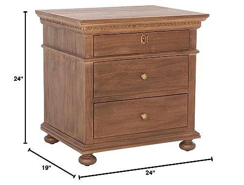 SAFAVIEH Couture Home Collection Allisyn Brown 3-Drawer Wood Nightstand Table (Fully Assembled)