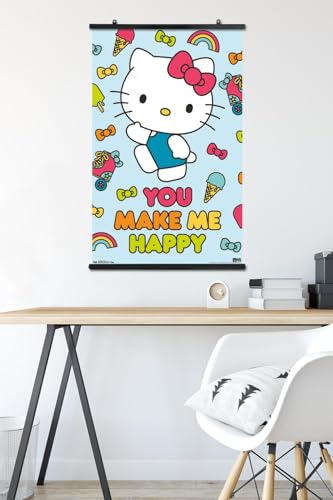Hello Kitty - Happy Wall Poster, 22.375" x 34", Premium Poster & Clip Bundle