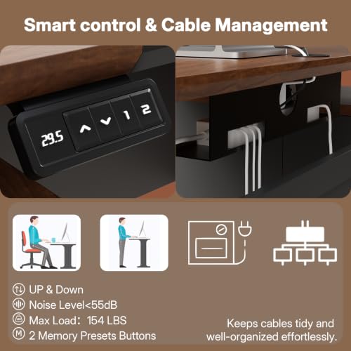 71" L Shaped Executive Standing Desk with File Cabinet, Power Outlet & USB, view 7