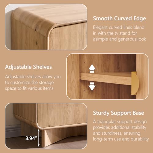 Modern Buffet Cabinet with Storage, 70" Sideboard Cabinet,Natural Oak, view 7