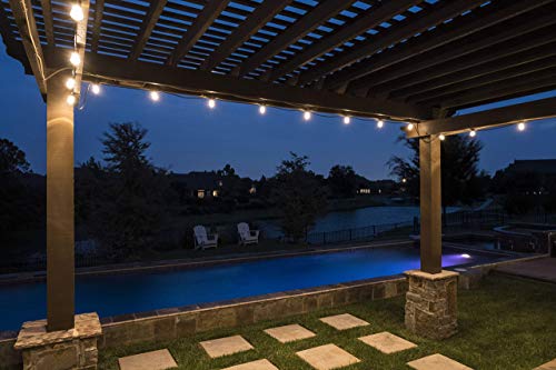 LED Bistro Outdoor String Lights, 48ft, 24 Shatter Resistant Lifetime Bulbs, 2200K Warm White, Weather Resistant, Indoor/Outdoor, Commercial Grade, Perfect for Backyard, Porch, Patio, 38357