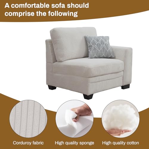 Oversized Modular Sectional Sofa,U/L-Shaped Corduroy Couch with Ottoman,Deep Seat & Removable Cushion,Easy Assembly for Living Room Apartment,7 Seater,Cream