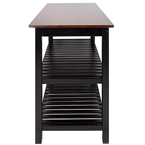 3 Tier Rolling Kitchen cart Kitchen Island with Solid American Hardwood top cart with Storage Drawer Shelves 40’inch Width Wood top 3-Tier Kitchen prep Island with Drawer