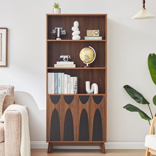 71-Inch Tall Freestanding Bookcase with Storage Doors, view 2
