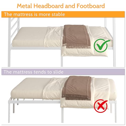 Full Size Canopy Bed, Four Poster Metal Frame, White, view 7