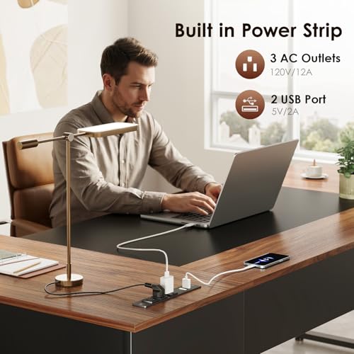 71 Inch L Shaped Executive Desk with Storage, Walnut+ Black, view 7
