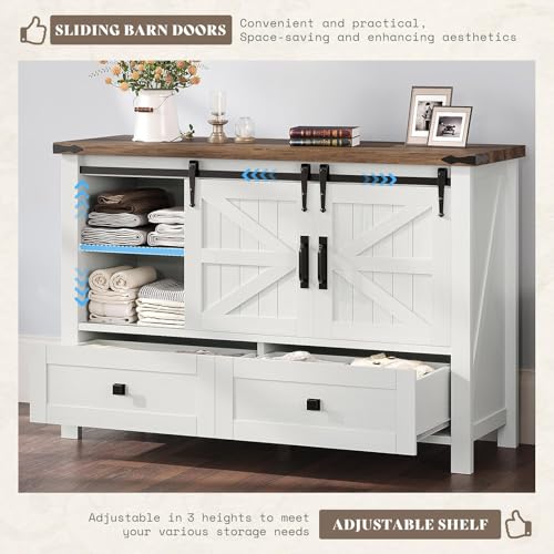 2PCS Farmhouse Dresser Set with Sliding Barn Doors, view 8