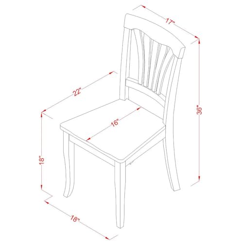 AVC-BLK-W Avon Dining Room Chairs - Slat Back Solid Wood Seat Chairs, Set of 2, Black & Cherry
