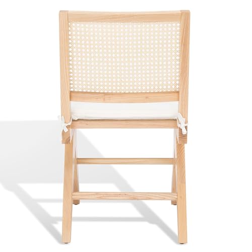 SAFAVIEH Couture Collection Colette Tropical Coastal Natural Solid Wood Rattan Dining Chair Set of 2
