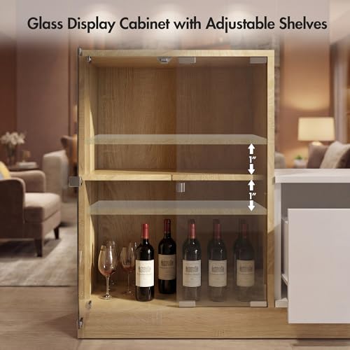 Extendable TV Stand with Glass Cabinet for 75”-110” TVs, view 7