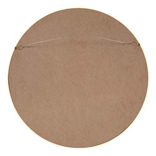 Travis Round Wood Wall Mirror, 21.6" Diameter, Gold, Modern Glam Wall Décor Accent