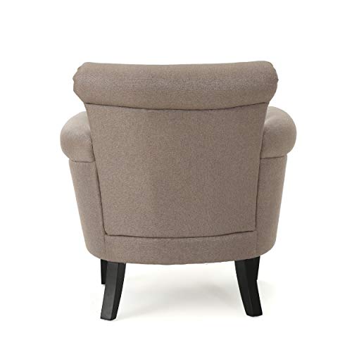 Brice Vintage Scroll Arm Studded Fabric Club Chair, Light Coffee / Dark Brown, 31D x 29.5W x 31.5H in