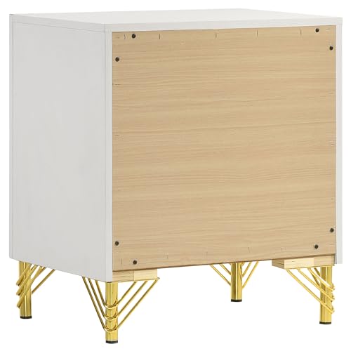 Coaster Home Furnishings Lucia Modern Classic 4-Piece Bedroom Set Velvet Upholstered Eastern King Size Wingback Bed Frame 61-inch Headboard Beige and White 224731KE-S4