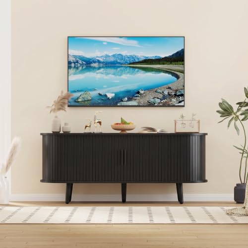 Mid Century Modern 47.2" TV Stand for ups to 55 Inch Tv, Black, view 7