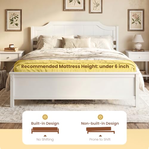 Queen Size Wooden Bed Frame with Headboard, Wood Slat Support, view 8