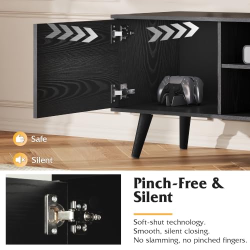 TV Stand for 55 60 Inch TV, Mid Century Modern, Black, view 8
