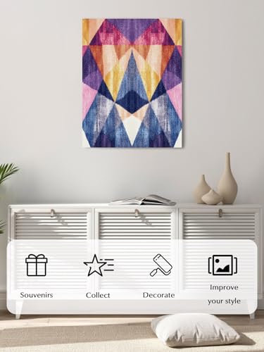 NuYeBiofx Gradient Colorful Geometric Canvas Wall Art Prints,48"x32" Framed Picture Artwork Abstract Watercolor Art Printed Canvas Oil Painting for Living Room Bedroom Office,Ready to Hang