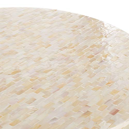 Safavieh Home Collection Fae Mosaic Top Round Pink Champagne and Gold Side Table