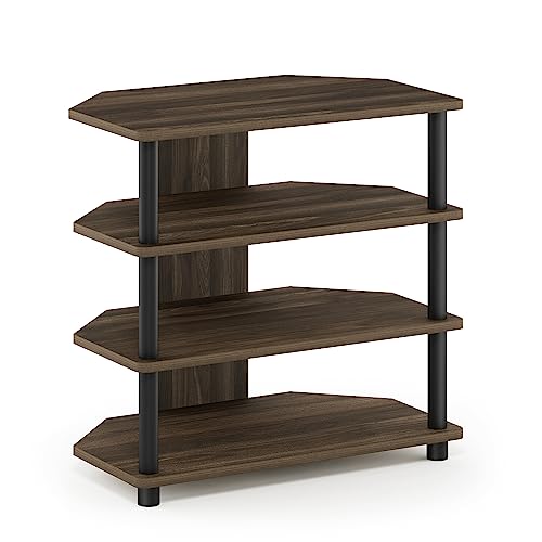 Turn-N-Tube Easy Assembly 4-Tier Petite Entertainment Center / TV Stand / TV Unit / TV Desk, Columbia Walnut/Black