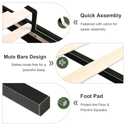 Queen Platform Bed Frame, Fabric Upholstered Queen Bed Frame, view 8