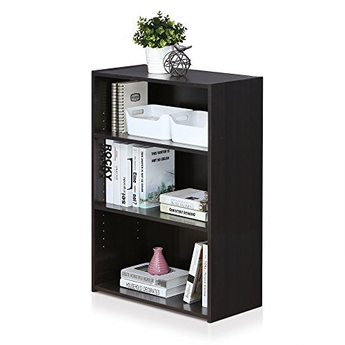WRIGHT Book Shelf, 3-Tier Modern Bookshelf, Bookcase with Closed Back, 11.6" x 24.5" x 35.3", for Living Room, Bedroom, Home Office, Cinnamon Cherry