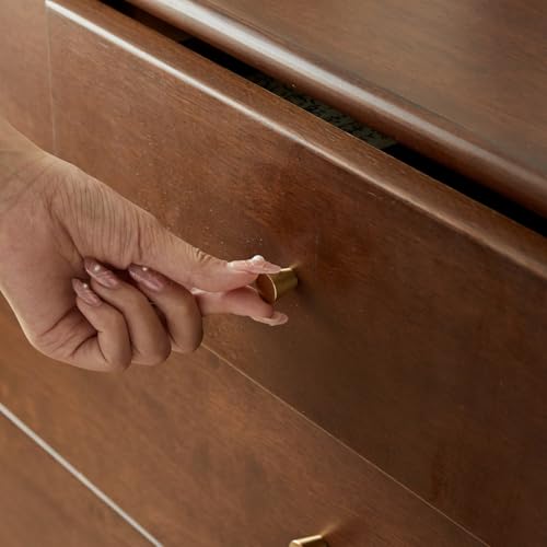 Solid Wood Nightstand, 5 Drawer Side Table for Bedroom, Wooden Storage Organizer, view 7