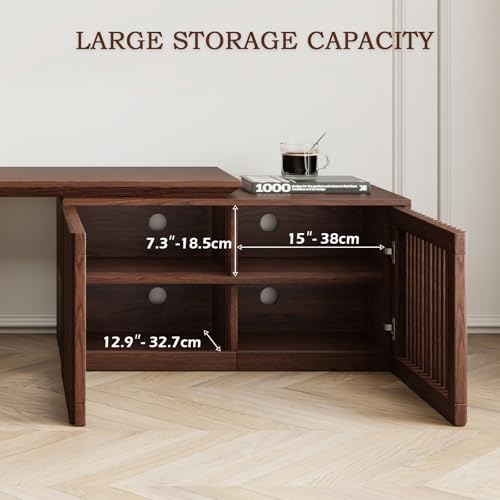 Extendable TV Stand with Storage for Up to 55+ Inch, Walnut, 60.6"-84.3" | Modern Entertainment Center, TV Media Console, Minimalist Television Cabinet for Living Room/Bedroom