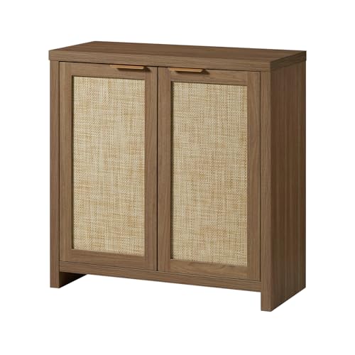 Hampstead Storage Sideboard Cabinet with Rattan Doors and Adjustable Shelves, Buffet Kitchen Cabinet Cupboard Console for Living Room