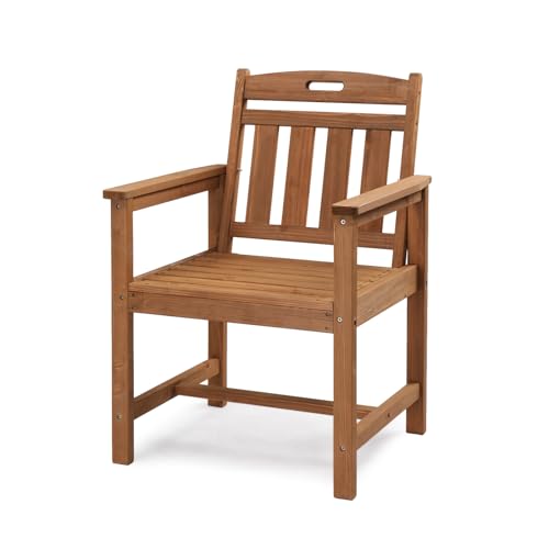 Outdoor Dining Chairs, Solid Wood Patio Chairs Outdoor Chair for Garden, Balcony, Yard, Porch (Brown, 1 PCS)