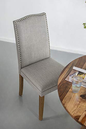 A&B Home Furniture Dining Chairs Urban Style with Nailhead Trim for Dining Room Kitchen Living Room Set of 2 Smoky Gray