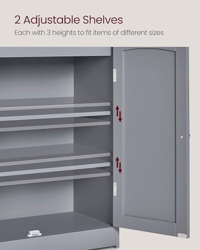 VASAGLE Bathroom Storage Cabinet, Bathroom Floor Cabinet with 2 Doors, 2 Adjustable Shelves, 11.8 x 23.6 x 39.4 Inches, Freestanding, for Dining Room, Kitchen, Living Room, Dove Gray BBC770GD01S