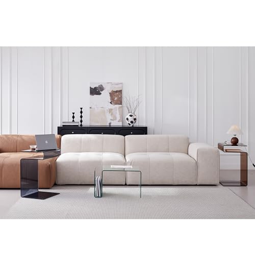Glass Nightstand,Side Table,S-Shaped End Table for Living Room,Bedside Table for Bedroom (Brown)