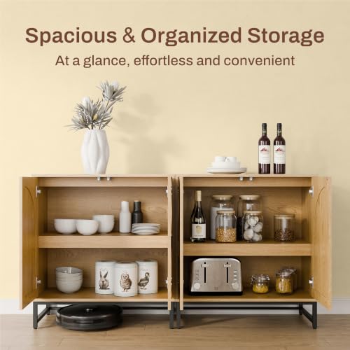 Modern Arched Sideboard Buffet Cabinet with Storage, Natural, view 7