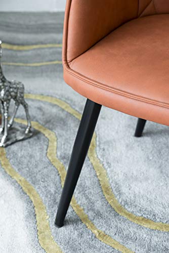 A&B Home Furniture Modern Accent Chair Dining Chairs with Arm Seat Soft Back for Living Room Dining Room Kitchen Set of 2 Orange