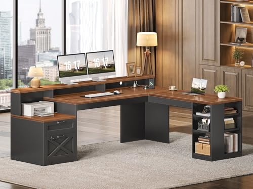 65"x59" L Shaped Desk with Lockable Drawers Storage for Home Office, view 2