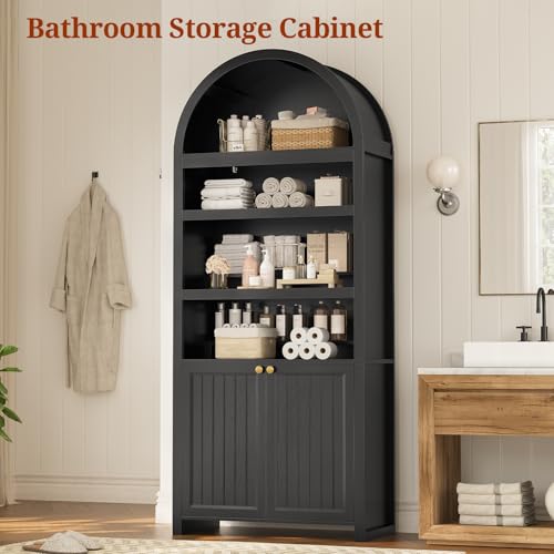 81" Tall Arched Cabinets, Bookcase with storage, view 7