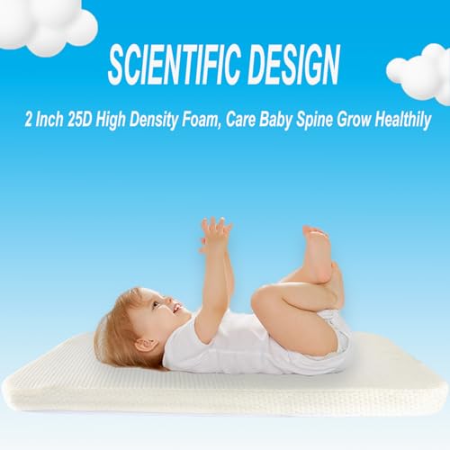 Baby Bassinet Mattress, 100% Breathable Cover, Water Resistant Lining, Rectangle 34x18x2 Fit for Cowiewie/Cuddor/bicystar/Baby Trend Bassinet
