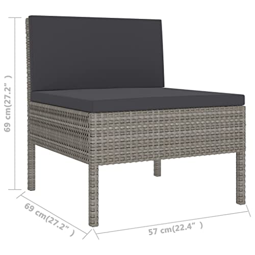 9 Piece Garden Lounge Set Grey Anthracite with Cushions Modular Patio Outdoor Furniture Sectional Sofa Conversation Table for Backyard Porch Deck Poolside