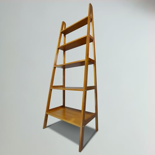 100% Solid Wood 5-Shelf Ladder Bookcase, Standard, 72" H, Chestnut