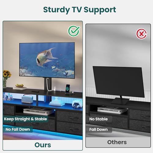 LED TV Stand with Mount for Living Room, 55, 60, 70 TV, 6 Drawers, view 7