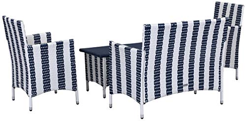 Safavieh Outdoor Collection Figueroa Navy and White 4 Piece Patio Set