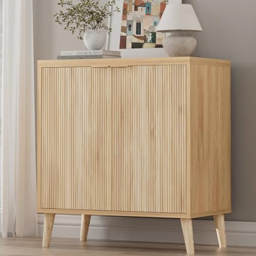 Fluted Buffet Cabinet with Storage, Modern Sideboard Cabinet, view 2
