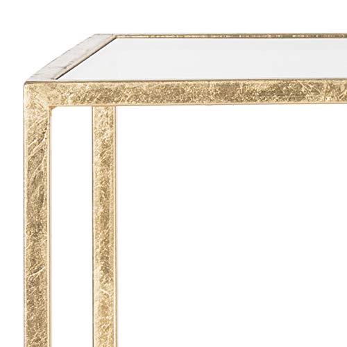 SAFAVIEH Home Collection Berdine Gold Glass Top Greek Key Table