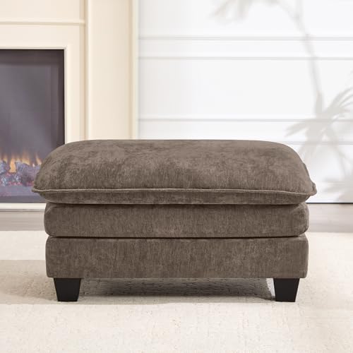 36 INCH Foot Stools Ottoman Chenille Foot Rest Stool Rectangular Upholstered Ottoman Under Desk Footrest for Living Room Bedroom Entryway,Brown