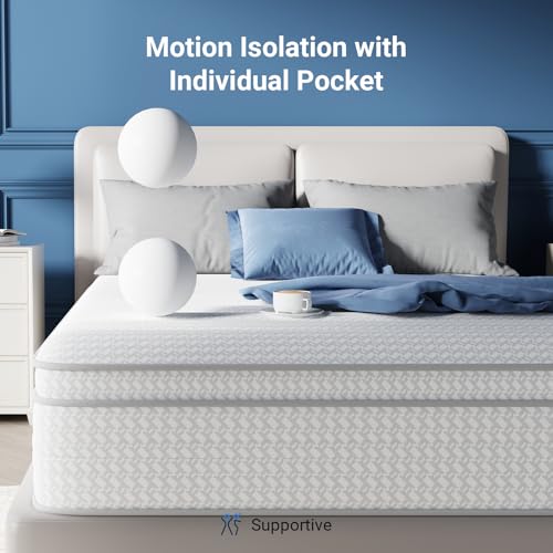 Twin Mattress 10 Inch in a Box, Medium Plush Twin Size Mattresses with Pocket Spring Smarts Coil Hybrid Colchones for Pressure Relief, CertiPUR-US Certified